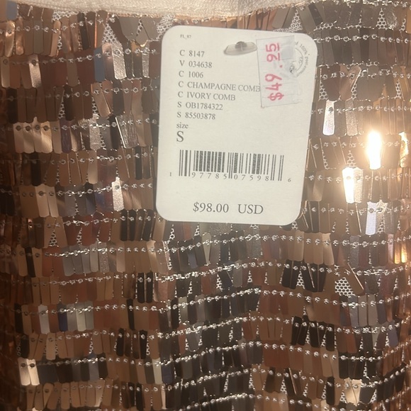 NWT Free People Champagne Gold Party Dress - Picture 4 of 5